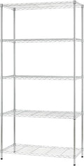 5-Tier Heavy Duty Wire Shelving Unit for Garage & Kitchen Adjustable Metal Shelf, 1250 LBS Wire Rack, Garage Shelving, Pantry Organizer, Storage Shelves, Utility Shelf, Chrome, 36W x 14D x 72H