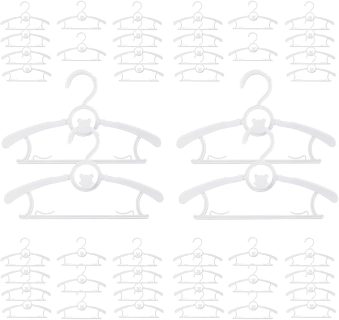 Baby Hangers for Nursery Closet 40 Pack Plastic Kids Clothes Hanger Space Saving Non Slip Extendable Toddler 11-14” Adjustable Hangers Heavy Duty Clothing Infant Hanger Bulk, White