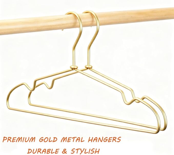 12.6" Matte Gold Metal Kids Baby Hangers, 10Pack, Non Slip, Suit for Coated Wire Children Clothes Hangers, Closet Storage,Retail Display Space Saving for Toddler Coats Infant Hangers