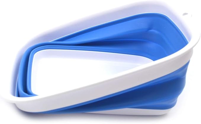 SAMMART 7.7L (2 Gallon) Collapsible Tub - Foldable Dish Tub - Portable Washing Basin - Space Saving Plastic Washtub (Blue, S)