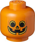 Room Copenhagen, LEGO Storage Heads Stackable Storage Container - Buildable Organizational Bins for Kid’s Toys and Accessories - 9.45 x 9.45 x 10.67in - Large, Pumpkin, Holds 500 Bricks