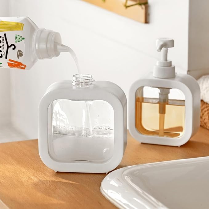 Hand Soap Dispenser for Bathroom, Modern Dish Soap Dispenser for Kitchen Sink, Liquid Soap Container with Pump, Clear Plastic Soap Pump Bottles (2 Packs,10oz, White)