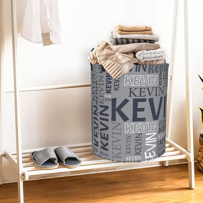 Custom Name Laundry Hamper, Personalized Dirty Clothes Hamper with Name for Bathroom Bedrooms Clothes Storage Organizer, Personalized Gifts for Boys Girls Men Women