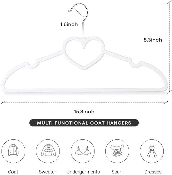 Plastic Hangers 50 Pack, Cute Clothes Hanger Ultra Thin Space Saving with 360 Degree Swivel Hook &Travel Clothesline -Strong Adult for Dress,Shirt,Coats