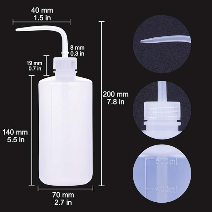 Sotica 2PCS Tattoo Bottles - 500ml Tattoo Wash Bottle Tattoo Spray Bottles Squirt Bottle Tattoo Squeeze Bottles For Tattooing with Measure(16oz) for Medical Lab Succulent Watering