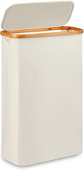 Slim Laundry Hamper,Narrow laundry Hamper with Lid,60L Hamper for Laundry,Dirty Cloth Hamper with Bamboo Handle for Toys,Towels, Clothes Organizing,Beige