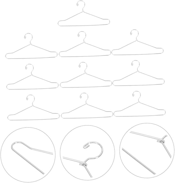 BESPORTBLE 10pcs Metal Mini Doll Clothes Hangers for Baby and PET Apparel Small Non-Slip Hangers for Doll Clothes Storage for Mini House Ornaments