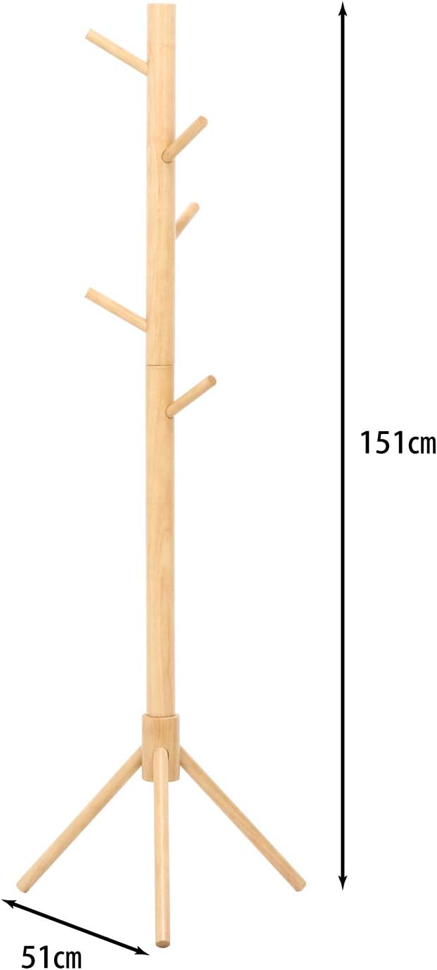不二貿易(Fujiboeki) Fuji Boeki Coat Hanger Hanger Rack, Wooden, Width 20.1 x Depth 17.3 x Height 59.1 inches (51 x 44 x 151 cm), Natural Twig Hook, Entrance 10788