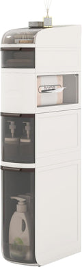 Giantex 5-Tiers Narrow Bathroom Storage Cabinet, Slim Rolling Toilet Paper Organizer w/Drawers, Tissue Box, Movable Plastic Storage Cart for Laundry Living Room Kitchen (17” x 7” x 38.5”(5 Tiers))