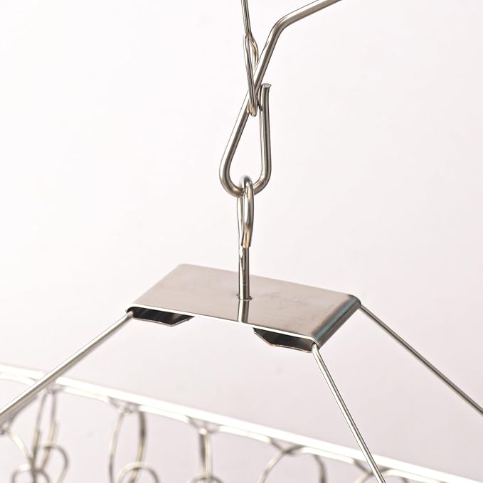 5 Pack 17x10 inch Stainless Steel Drying Rack with 60 Clips, Swivel Sock Drying Rack with Windproof Clips, Stainless Steel Clothes Hanger for Bras, Clothes, Sock & Underwear Towels