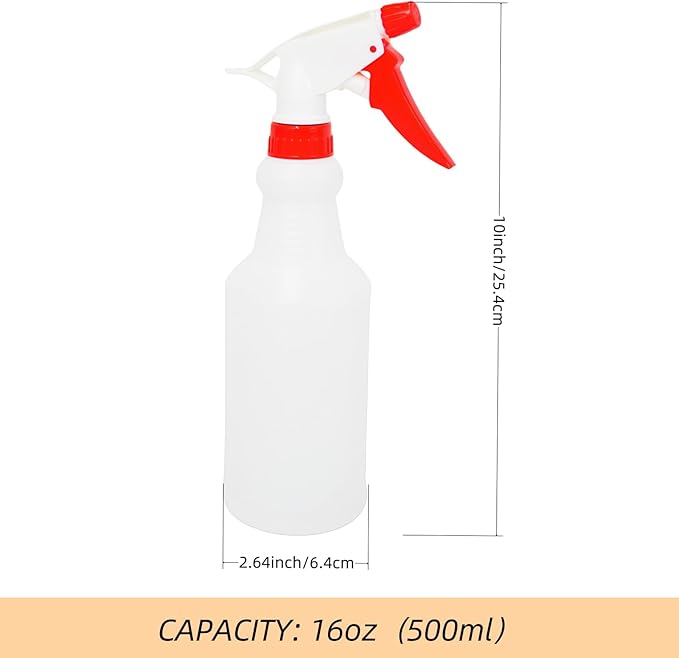 6 Pack 16oz Spray Bottles, Reusable Fine Mist Water Sprayer for Plants, Cleaning, High Output Ultrafine Misting Plastic Spray Bottles for Water, Salon, Garden, Kitchen and Bathroon
