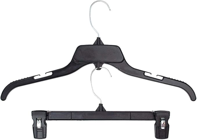 HangOn Shirt & Pants Hangers Combo Set Recycled Plastic, Black, 17 Inch & 12 Inch, 15 Each 30 Total