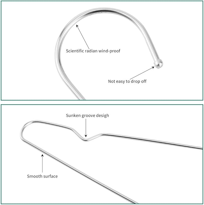 Metal Hangers 80 Pack Clothing Heavy Duty for Closet Stainless Steel Wire Hanger 16.5in by WYCQKL