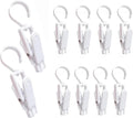 10 PCS Laundry Hooks with Clips，Clothes pins，360° Rotating Hook Clips, Hangers Clip Socks Curtain Towels Bathroom Closet Kitchen Office (White B)