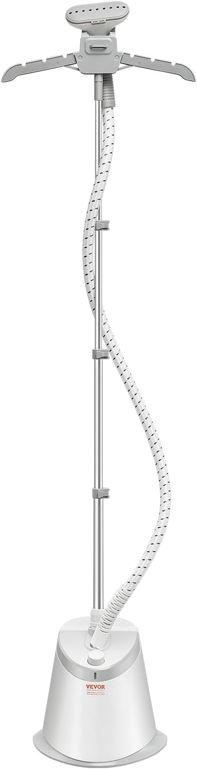 VEVOR Standing Steamer with Foldable Garment Hanger, 1.7L Water Tank for 90 Minutes Continuous Steaming, Heats in 45 Seconds & Auto-Stop with Fabric Brush Aluminum Rod and Easy-roll Wheels