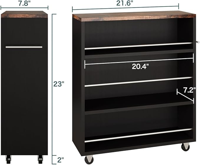 ALBAD Slim Rolling Cart,4-Tier Storage Cart with Wheels,7.9”W Slim Storage Carts with Handle for Kitchen Laundry Narrow Places Bathroom Dining Room Small Spaces