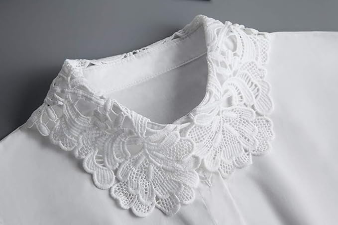 YAKEF Lady Half-Shirt Blouse Detachable Lace Chiffon Fake Collars Dicky Collar Faux Collar