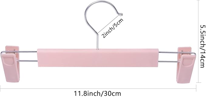 Pants Hangers with Clips Skirt Hanger for Women Plastic Clip Hangers for Pants Clothes Hanger (50pack, Pink)