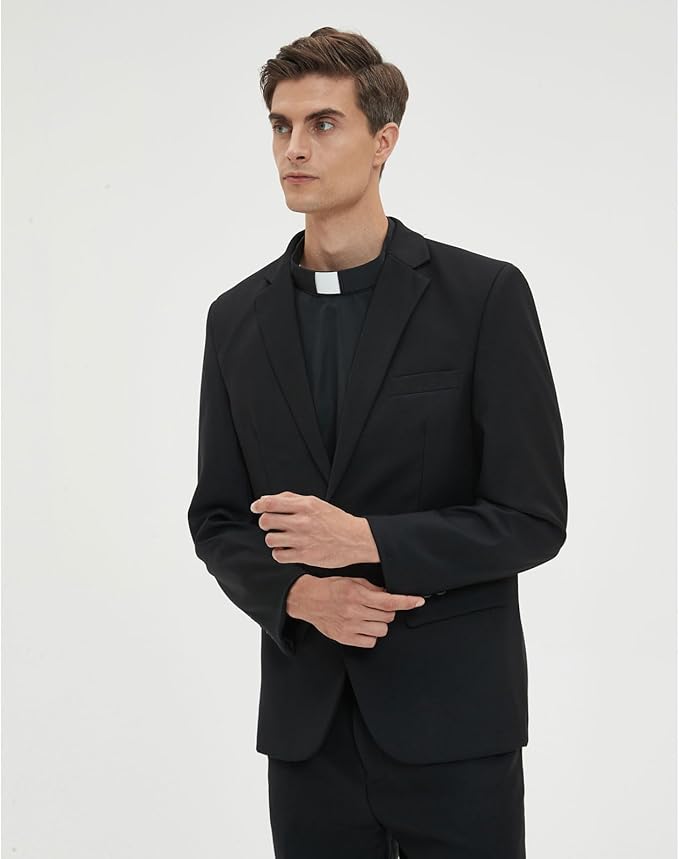 BLESSI Unisex Clergy Tab Collar Dickey Clerical Dickey Bib Collar with Insert White Collar Tab