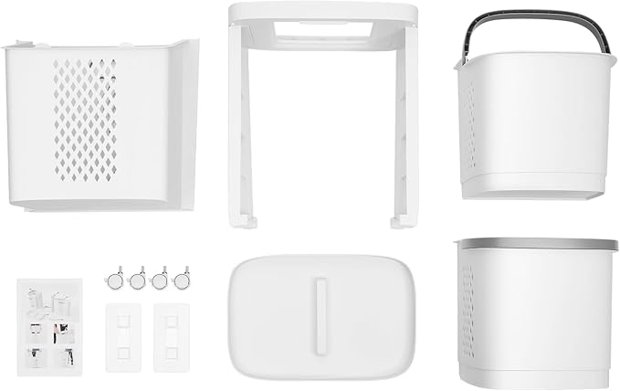 2-Layer Laundry Basket, 10.6 * 15.2 * 14.6inch Removable Laundry Basket Cart Large Capacity Hand-Held Organizer Rolling Cart Organizer Clothes Storage w/Universal Wheels for Balconies Toilets