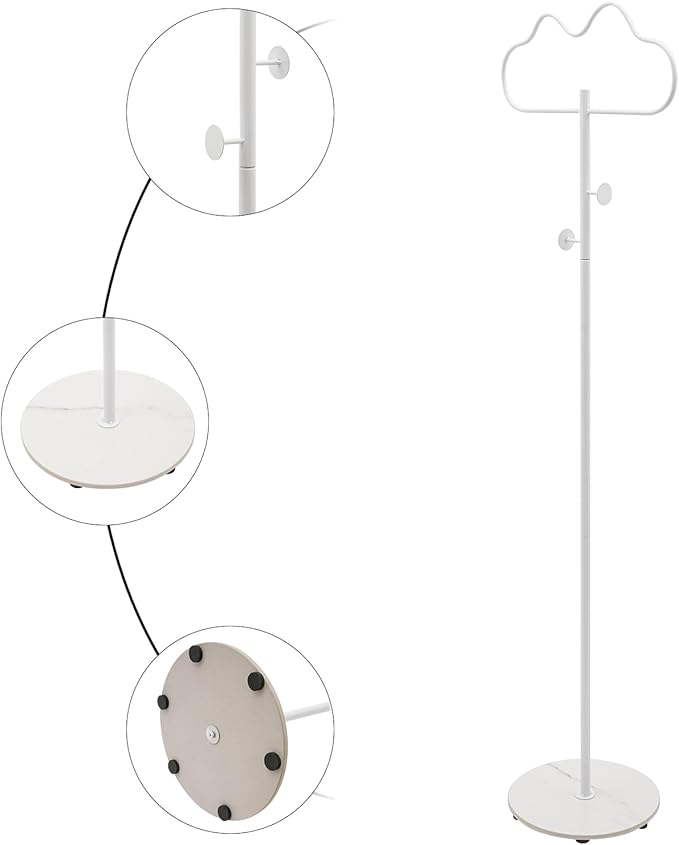 Freestanding Metal Coat Tree, Modern Coat Rack Cloud-shaped Coat Hanger Stand with 2 Hooks for Bedroom Entryway Hallway Office