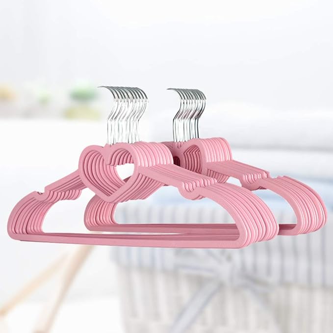 Vosarea 20PCS Plastic Cloth Hangers Heart Hanger for Suit Shirt Coat Everyday Use
