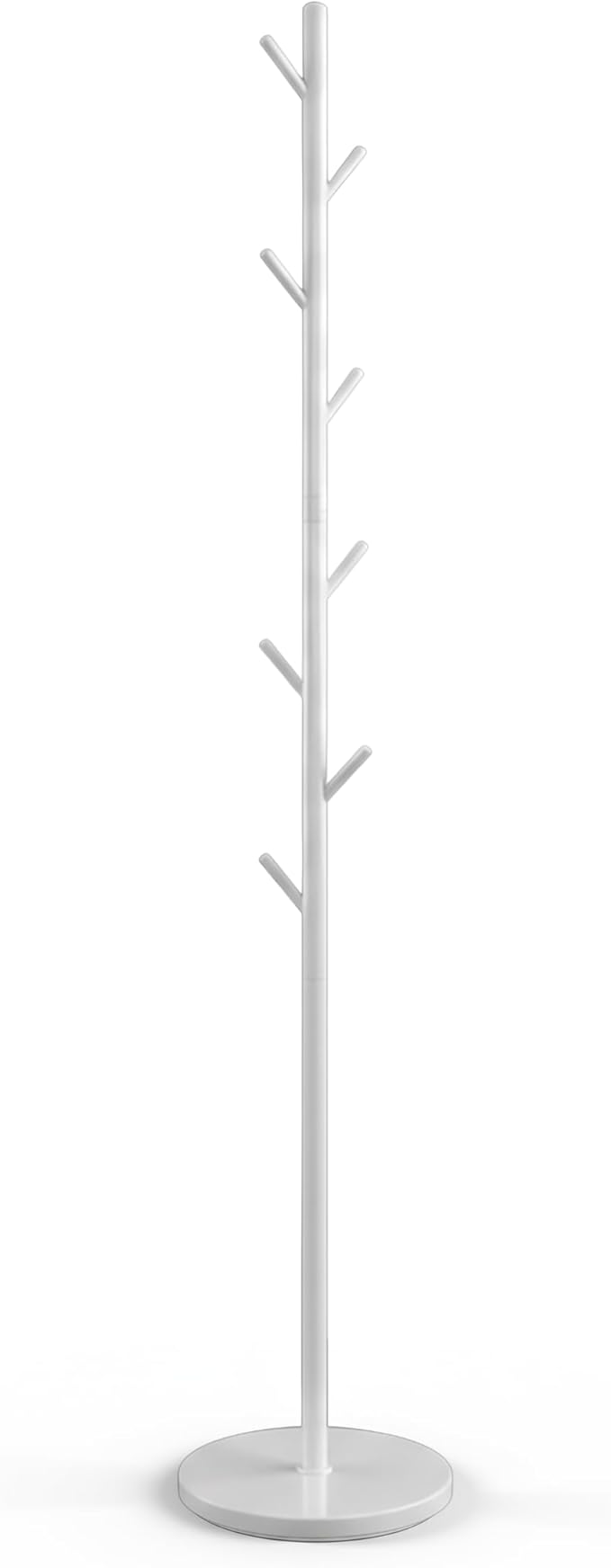 Coat Rack Freestanding Metal Clothing Rack – Modern Clothes Organizer with 8 Coat Hooks – Space-Saving Hall Tree for Entryway, Bedroom, Office – Sturdy Minimalist Coat Hanger & Garment Rack (White)