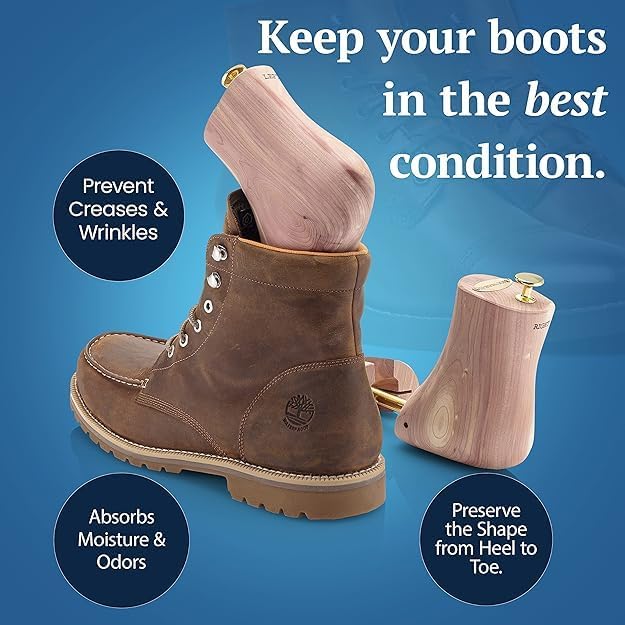 HOUNDSBAY Boot Trees, Cedar Boot Tree for Men, Shoe Tree for Boots, Boot Stretcher & Shaper