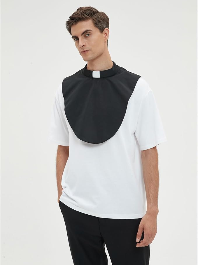 BLESSI Unisex Clergy Tab Collar Dickey Clerical Dickey Bib Collar with Insert White Collar Tab