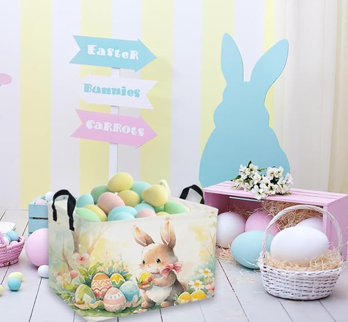 Easter Basket for Kids Gift - Rectangular Toy Storage Basket Organizer Bin Box Room Decor for Home(Color Easter)