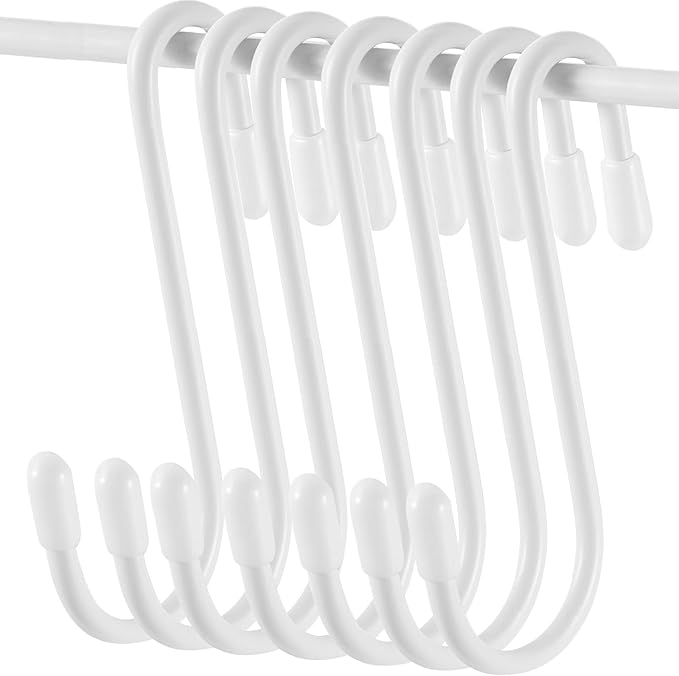 Hotop 36 Pcs White S Hooks for Hanging 3.15 Inch Heavy Duty S Shaped Hook Rack Metal Non Slip Hanger for Christmas Tree Stocking Kitchen Pot Utensils Closet Wire Bathroom Bedroom Pan Bag Towel Plant