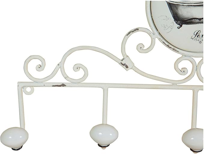 Wall Coat Rack 49 x 27 x 7 cm – Iron Wall Coat Rack – 5 Shabby Chic Coat Hooks – Entrance Coat Rack