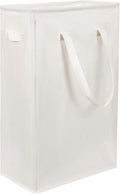 Chrislley 25-Inches Slim Laundry Hamper 60L Narrow Laundry Basket with Handle Foldable Dirty Clothes Portable Skinny Hamper Organizer Storage Bins (Beige)