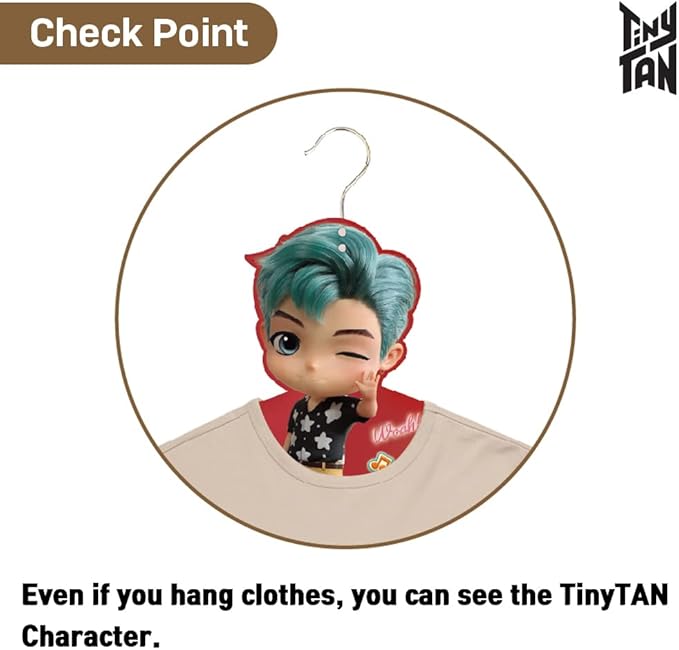 Kpop Merchandise Official Licensed K-POP Merch - TinyTAN Character Clothes Hanger with Steel Hook (SUGA)