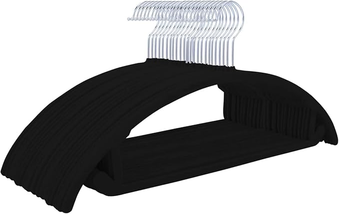 Velvet Hangers Non-Slip Hangers Premium Suit Hangers Ultra Thin Space Saving 360 Degree Swivel Hook Clothes Hangers for Suits,Coats,Jackets,Pants,Dress,Shirts (Pack of 10, Black)