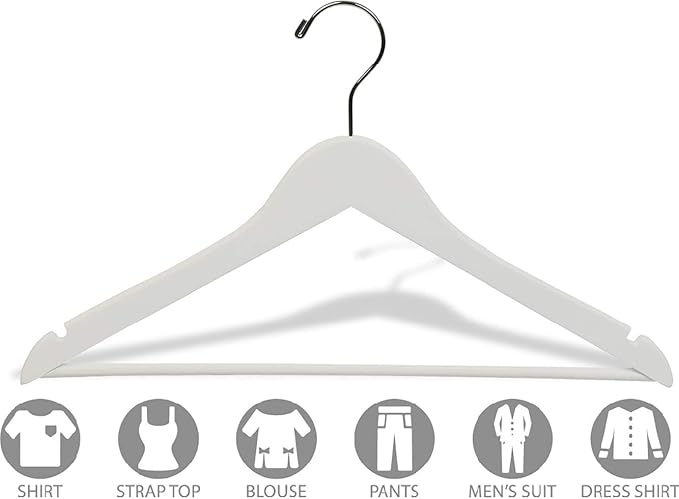 The Great American Hanger Company Wood Suit Hangers White Finish Box of 8