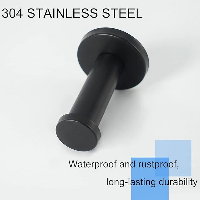 Bath Towel Hooks, 6 Pack Round Coat Hooks, Sturdy Wall Mounted Robe Hook, SUS 304 Stainless Steel Heavy Duty Clothes Hanger, Wall Towel Hooks for Bathroom Bedroom Kitchen (3 in, Black)