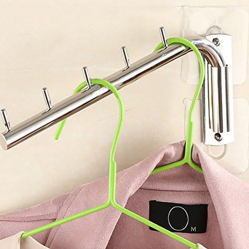 Da Jia Stainless Steel 12.6inch Wall-Mounted Brushed Rotating Clothes Hanger Drying Rack with Swing Arm Holder for Home Closet Storage(A 5 Hooks)