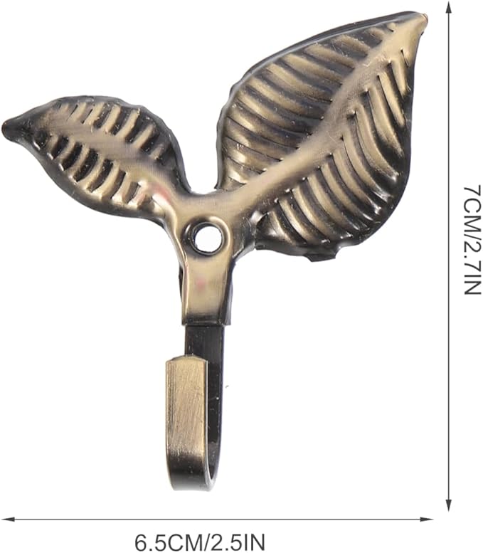 Leaf Shaped Wall Hooks Set of 4 Small Decorative Iron Coat Hooks for Bedroom Bathroom Kitchen Storage Vintage Style Clothes Hooks 3.07X2.75 Inches