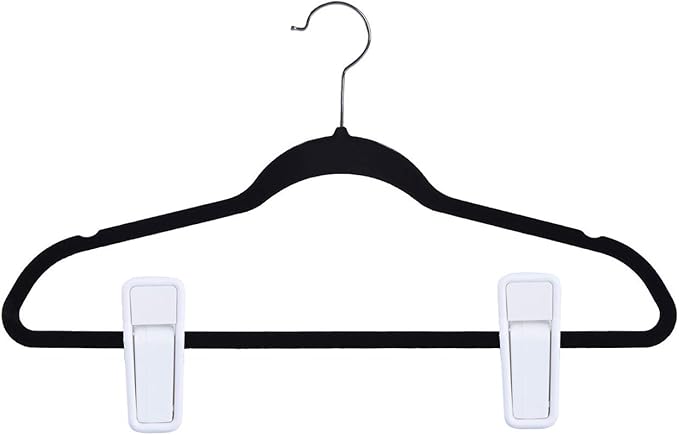 ONE250 Premium Heavy Duty ABS Plastic Slim-line Hanger Set of Finger Clips for Velvet Hangers - 20 Pack (White)