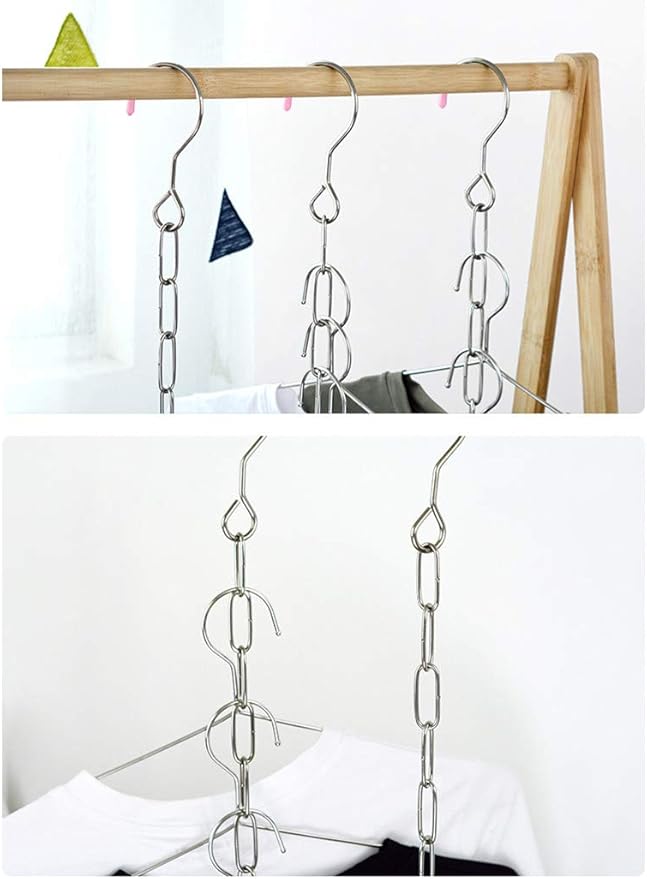 Falytemow Stainless Steel Space Saving Hanger Chains Magic Hangers Closet Space Saver Hanger Organizer Cascading Hangers Gain 80% More Space Set of 6