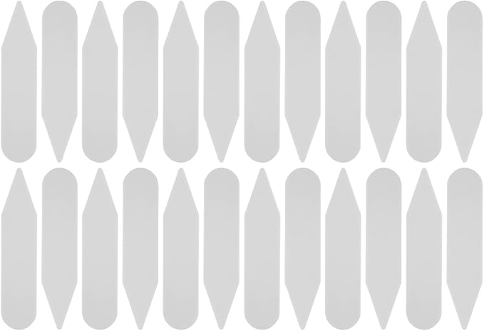 ButtonMode Collar Stays for Dress Shirts, Keep Collar Points Crisp Straight Neat, Removable, White Sturdy Plastic, 2 1/4 x 1/2 Inches, 24-Pack