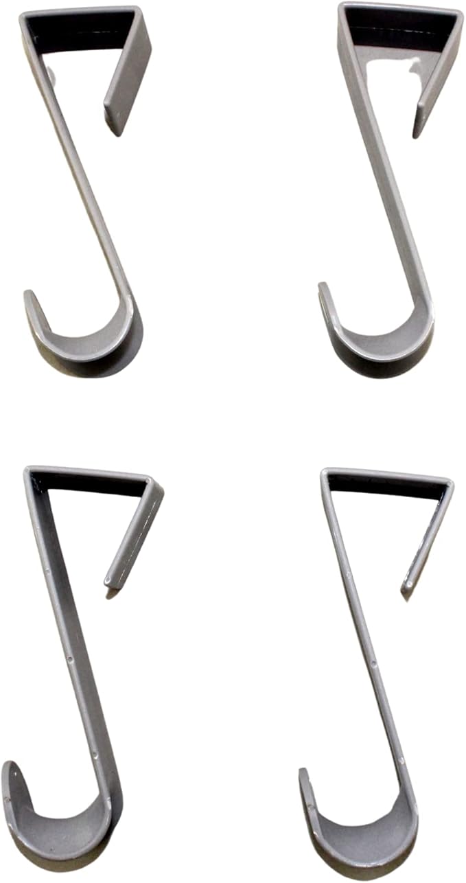 Dependable Industries inc. Essentials Over-The-Door Hanger Hook Set – 4-Pack of 4.5 in., Plastic Over-The-Door Hangers & Over-The-Door Hooks – Over-Door Hooks for Hanging Clothes & Towels (Gray)