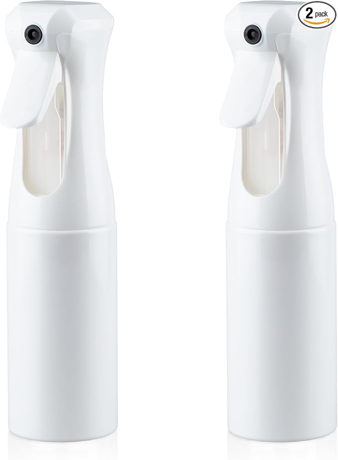 Continuous Spray Bottle for Hair, 2 Pack Whole White 6.8oz Mister Spray Bottle, Hair Spray Bottles for Hairstyling, Cleaning, Plants, Pets, Salons & More