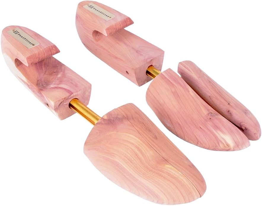 FootFitter Cedar Shoe Trees for Men & Women, Split Toe, Wide Heel, Premium Wood Shoe Shaper & Odor Control, USA Cedar (DW29)