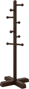 Coat Rack, Freestanding Coat Racks with 8 Hooks 2 Adjustable Height, Tree Coat Rack for Bedroom, Hallway, Entrance, Office, Hats, Handbags,Purse (Brown)