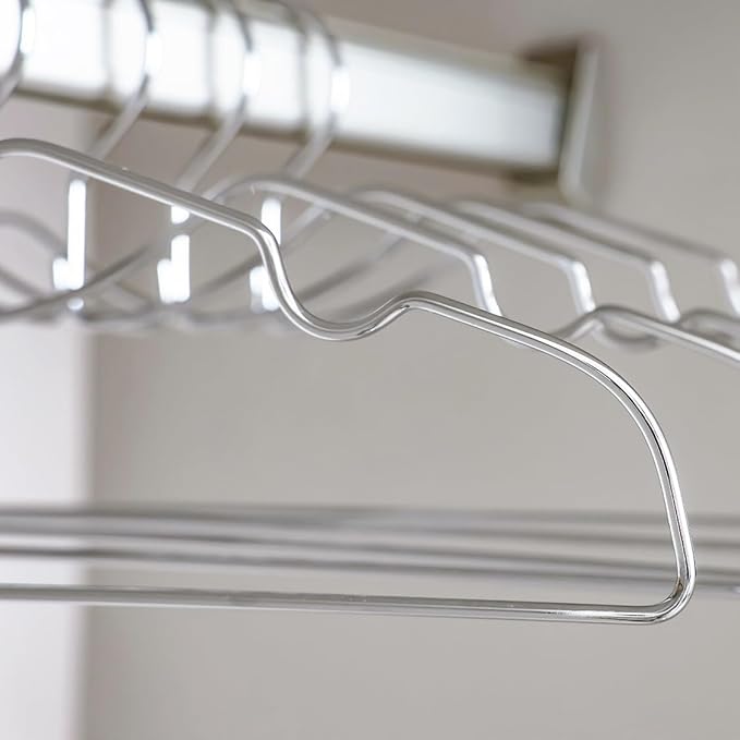 Metal Clothes Hanger, Ultra Slim & Short Neck Hanger,Space Saving Durable Non-Slip Felt Hangers, Closet Organizer (Silver)