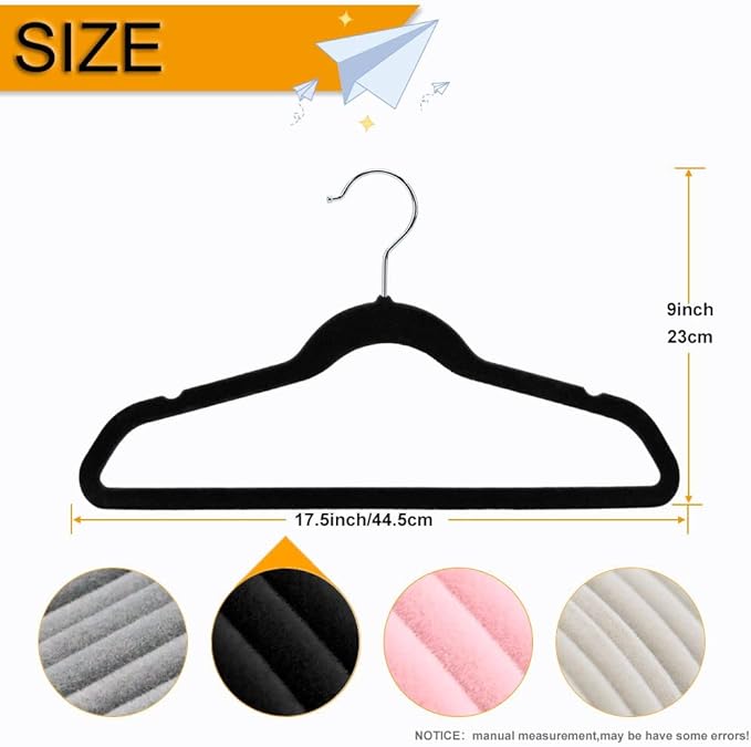 50+10 Pack Non-Slip Velvet Hangers Suit Clothes Hanger Space Saving Hangers 15~20LBS Heavy Duty 17.5"