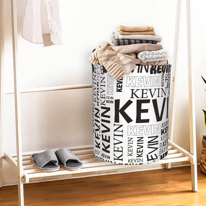 Custom Name Laundry Hamper, Personalized Dirty Clothes Hamper with Name for Bathroom Bedrooms Clothes Storage Organizer, Personalized Gifts for Boys Girls Men Women