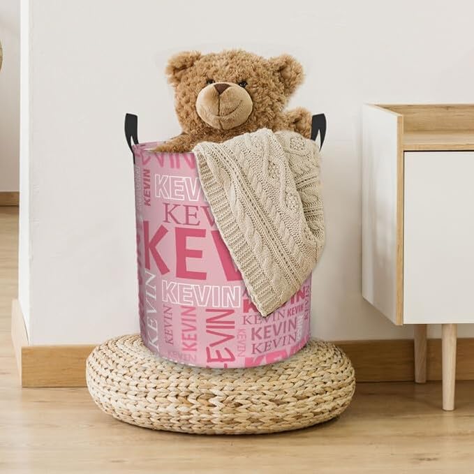 Custom Name Laundry Hamper, Personalized Dirty Clothes Hamper with Name for Bathroom Bedrooms Clothes Storage Organizer, Personalized Gifts for Boys Girls Men Women